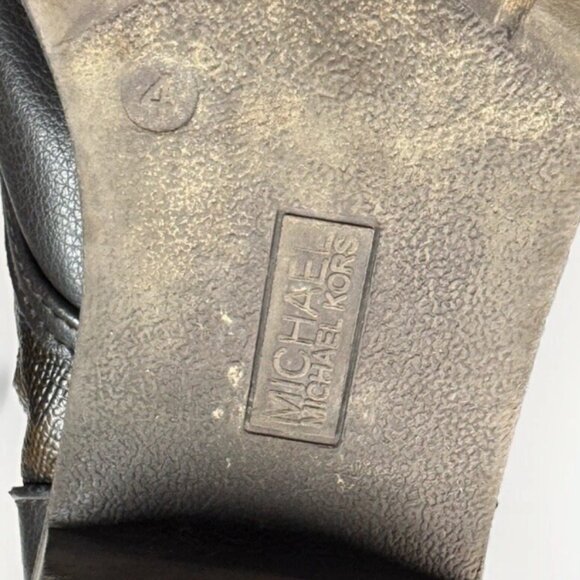 (GIRL’S 4) Michael Kors Dark & Light Brown Mid-Calf Logo-Patterned Boots - Picture 10 of 11